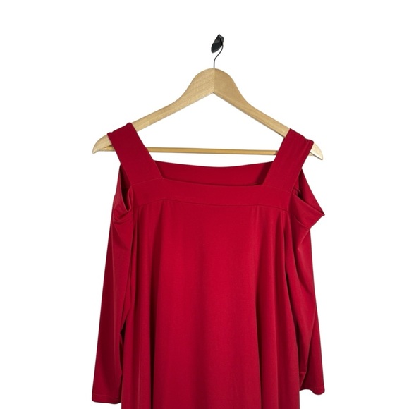 Chico’s Women’s Cold Shoulder Flowy Mini Dress Red Size XS (0) - Picture 3 of 10